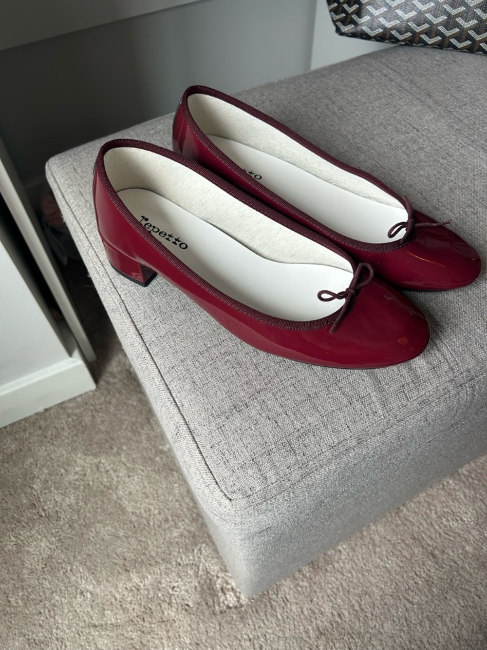 New without tags Repetto Camille Burgundy Patent Ballet Flats with Low Heel
